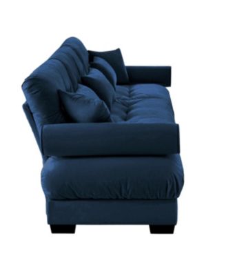 Extra Large 3 Seat Modern Velvet Sofa, Oversize, Comfortable, Blue