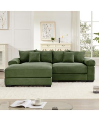 Streamdale 92" Oversized Cloud Modular L-Shape Sectional Couch, Soft Corduroy, Green