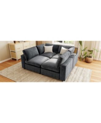 Upholstered Modular Sofa with Storage, USB, Wireless Charging & Bluetooth Speaker