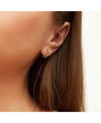 Seven Bead Sterling Silver Hoop Earrings