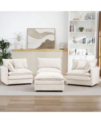 Streamdale Modular Sectional Sofa, 102 Inch L Shaped Couch with Ottoman, Beige