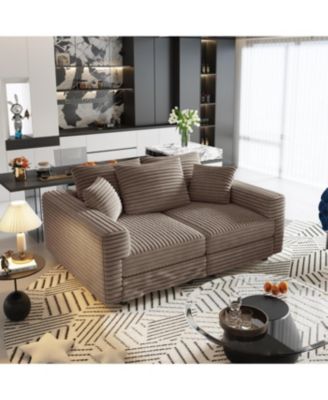 Streamdale Camel 82.7" Corduroy 3-Seat Sofa, Modern Comfy Cloud Couch with Soft Pillows