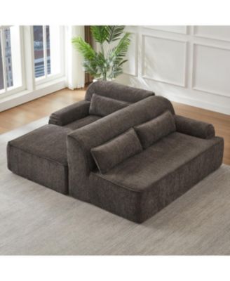 Chenille L-Shape Luxury Sectional Sofa, Comfy Sleeper Couch for Living Room