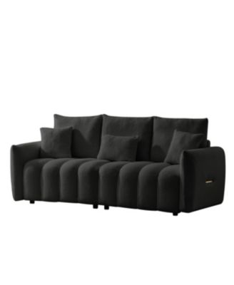 Streamdale 78" Teddy Fabric Sofa with Pillows & Solid Wood Frame