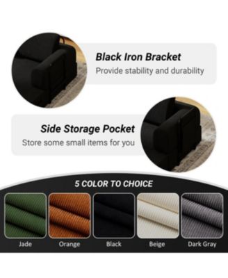 Streamdale Convertible Sleeper Sofa Bed with Pillow - Corduroy Folding Mattress Couch - Black