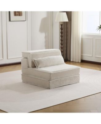 Compression Sofa, Convertible Floor Sofa Bed, White