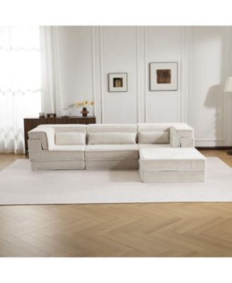 Streamdale Compression Sofa, Convertible Floor Sofa Bed, White