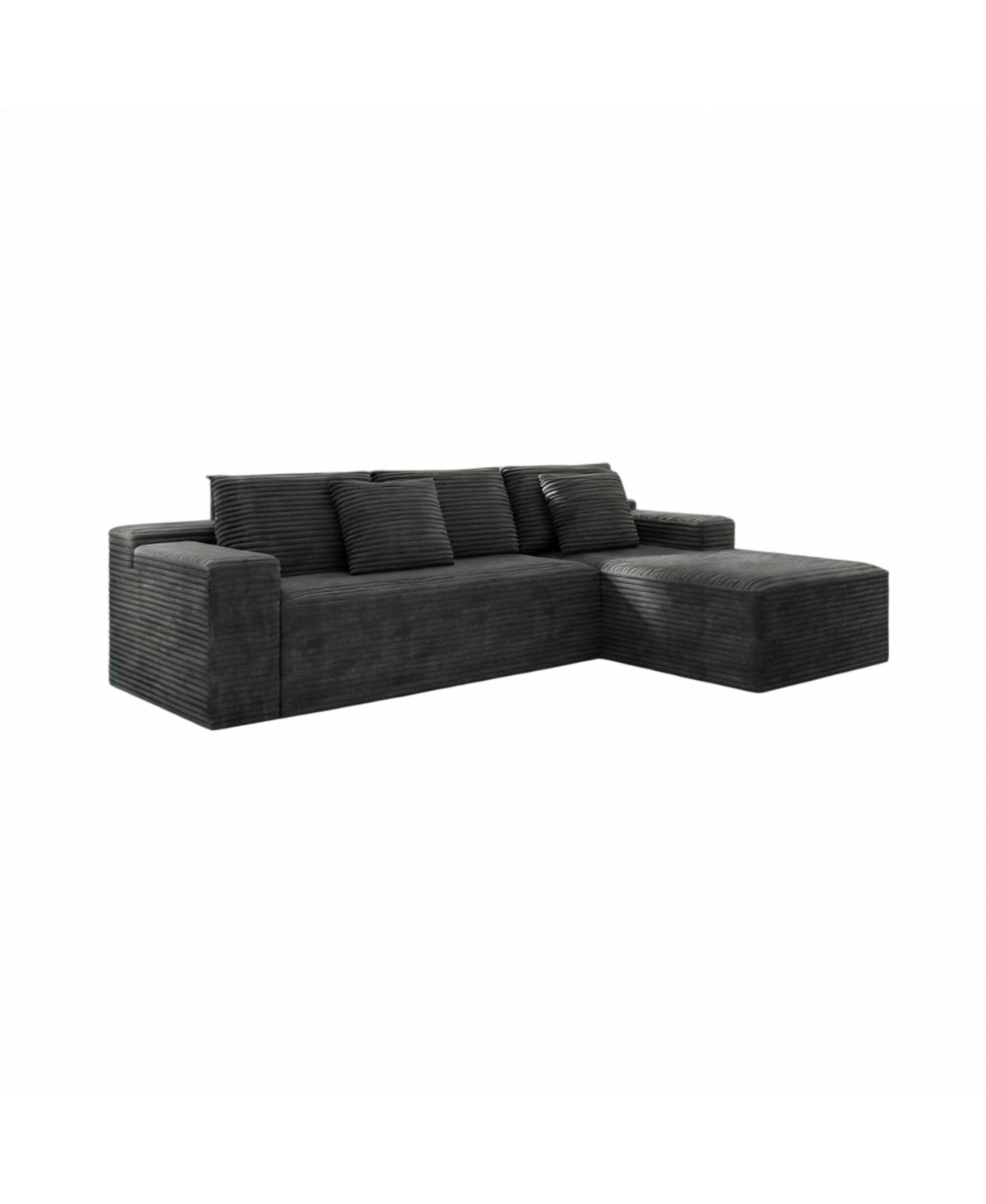 Streamdale Furniture Streamdale 104.3" Cloud Sectional Couch w/ L-Shape Chaise, Modular Sofa, Grey (Plush Corduroy