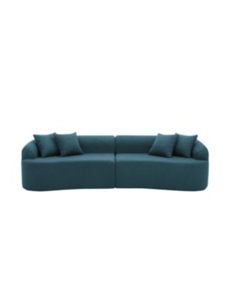 Streamdale Curved Modular Lamb's Wool Sectional Sofa - Blue