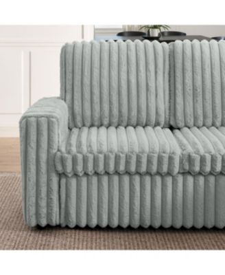 Streamdale Grey Corduroy U-shaped Sofa with Pull-out Bed & Storage Chaise