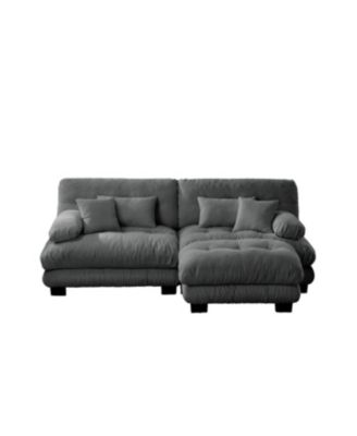 Streamdale Cloud Couch Chenille 2 Seater Sofa with Pillows and Ottoman, Gray