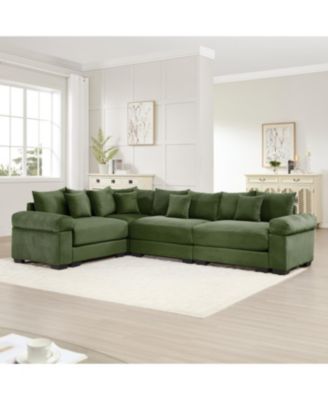 Oversized Cloud Modular Sectional Couch, Convertible, Deep Seat, Green