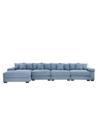Streamdale Oversized Cloud Modular L-Shape Sectional Couch, Soft Corduroy, Blue