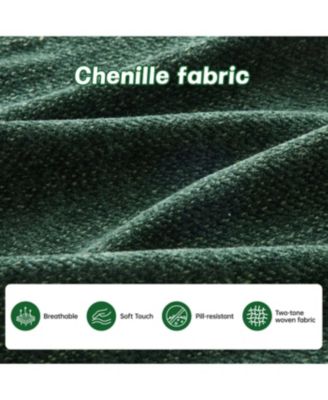 Modular U-Shaped Chenille Couch with Ottoman & Pillows, Green