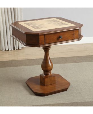 20" Cherry-Finish Reversible Game Table with 3-in-1 Chess, Checkers & Backgammon Tray and Storage Drawers