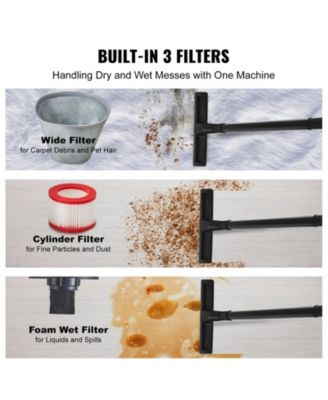 Powerful Suction Stainless Steel Wet Dry Vacuum Cleaner, 5.5-Gallon 6.5 Peak HP