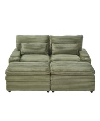 Streamdale Loveseat Sofa 70.9" Sectional Convertible Sofa Bed w/Storage, Ottomans, USB & Cup Holders