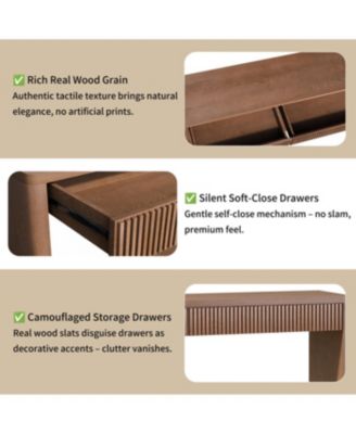 Streamdale 60" Modern 2-Drawer Fluted Console Table - Walnut