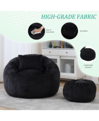 Modern Bean Bag Chair with Ottoman for Adults