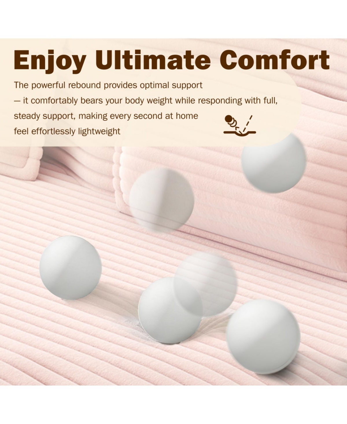 Streamdale Furniture Streamdale Modern Floor Sofa with 2 Pillows, Convertible Plush Corduroy Sleeper Sofa Bed