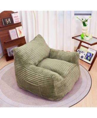 Bean Bag Chair with Armrests - Oversized Comfy Beige Lazy Floor Sofa Chair