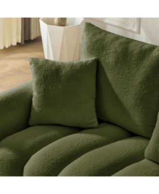 78" Teddy Fabric Sofa with 3 Pillows & Cushions, Solid Wood Frame, Oversized Chair