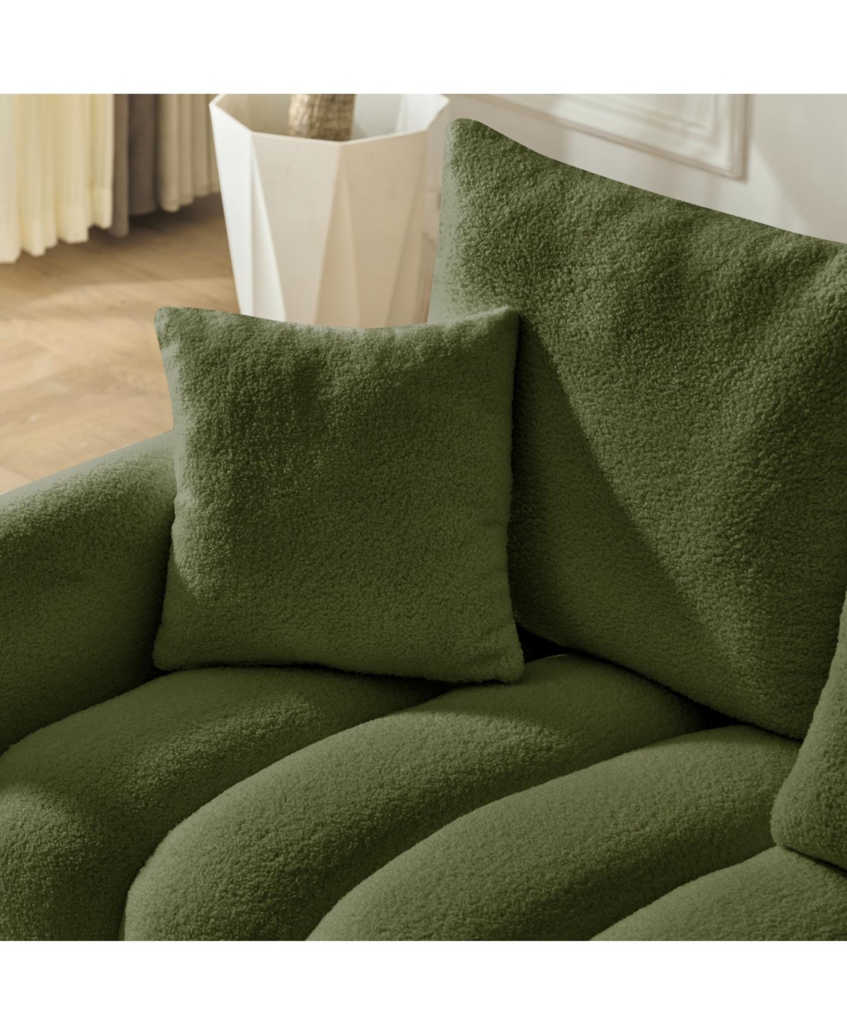 Streamdale Furniture 78" Teddy Fabric Sofa with 3 Pillows & Cushions, Solid Wood Frame, Oversized Chair