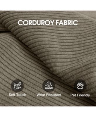 Camel Corduroy Compression Sofa, Convertible Floor Sofa Bed with Pillow Back Support