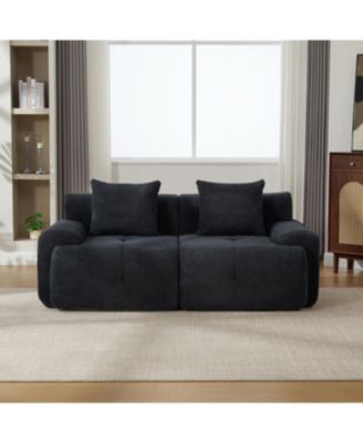 73" Modern Modular Sectional Loveseat, 2 Seater Tufted Cloud Floor Couch w/ 2 Pillows, Charcoal