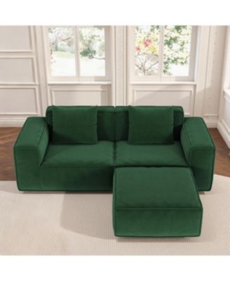 Streamdale Modular sofa bed, corduroy velvet, green