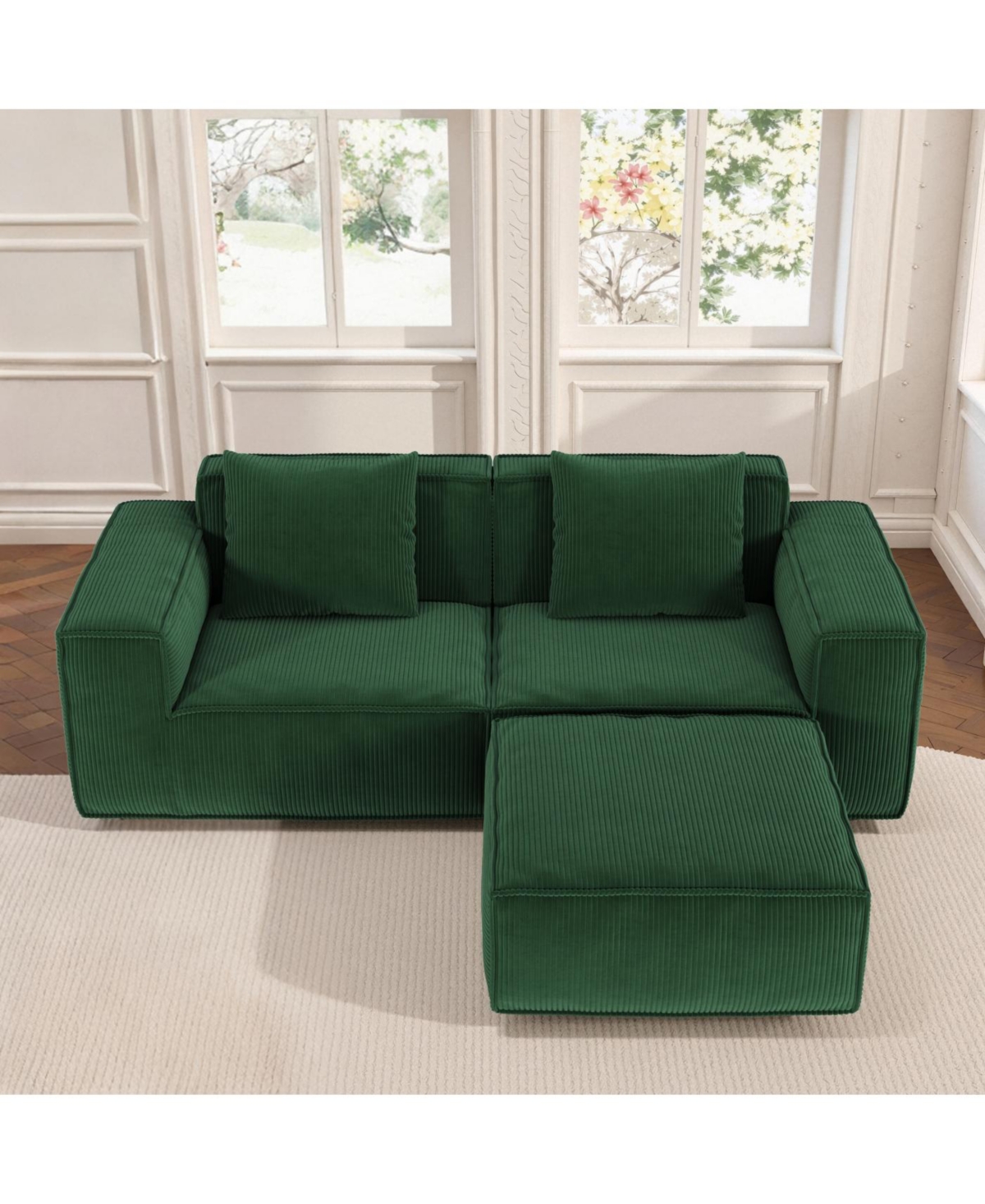 Streamdale Furniture Streamdale Modular sofa bed, corduroy velvet, green