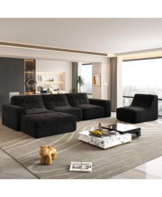 143.7" Modular Sectional Sofa Set with Removable Ottoman & Chair