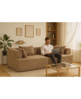 Streamdale Full-Foam Modular Sofa, 96" Boucle 2-Piece Sectional with Rounded Arms