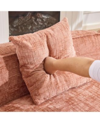  Pink Curved Compressed Sofa, Nordic-style Design for Living Room