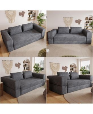 Grey Sofa Bed with Rectangle Pillow and Cushions