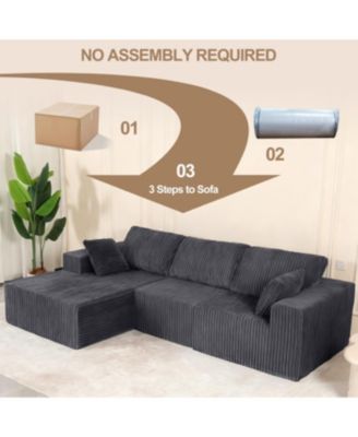 Streamdale Modular Sectional Sofa with Pillow, Cloud Couch with Chaise, L-Shape Sofa, Grey