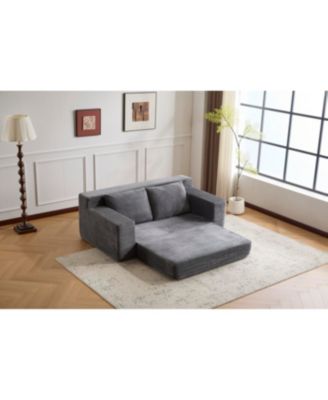 Streamdale Dark Grey Corduroy Loveseat Sofa Bed with Reversible Cushions