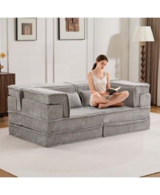 Streamdale Compression Sofa, Convertible Floor Sofa Bed, Modular Sectional Sofa, Light Grey