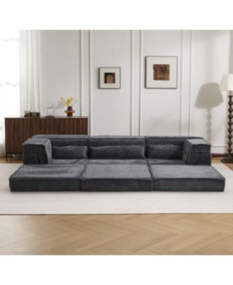 Streamdale Compression Sofa, Convertible Floor Sofa Bed, Modular Sectional, 3 Seater, Dark-Grey