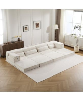 Compression Sofa, Convertible Floor Sofa Bed, White
