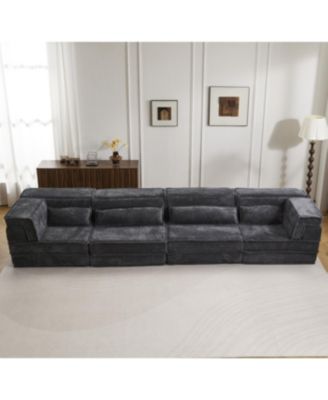 Compression Sofa, Convertible Floor Sofa Bed, Modular Sectional Sofa, Dark Grey