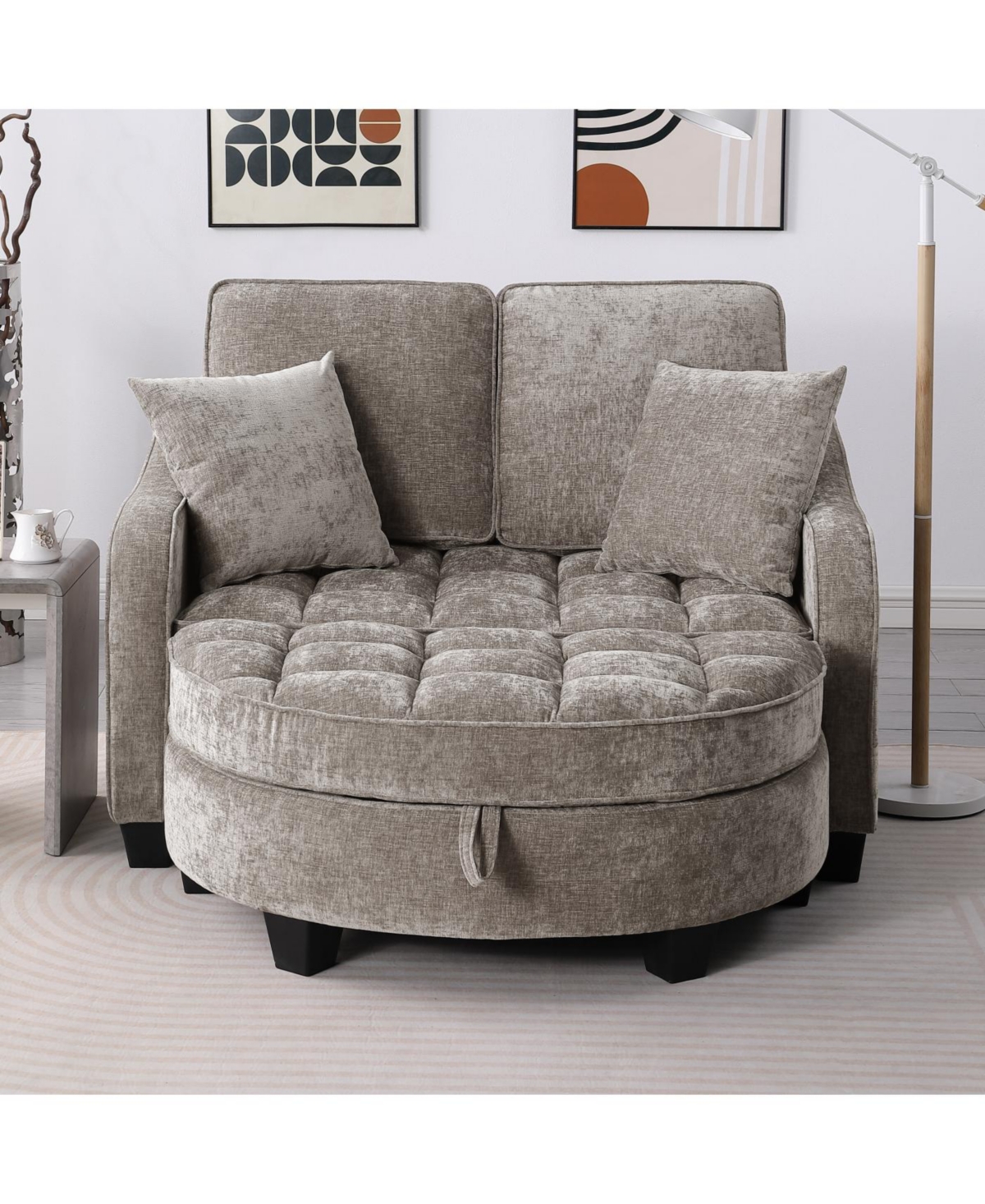 Streamdale Furniture Two-seater sofa with storage chaise, irregular armrests, incl. pillows - Brown