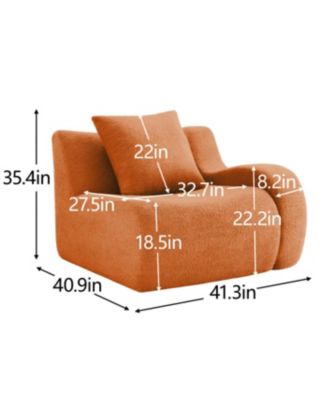 Streamdale Soft Teddy Fabric Boneless Sofa, No Assembly, Anti-Slip, 32D Sponge, Orange