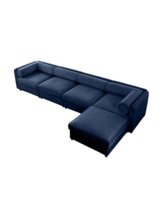 Streamdale Modular L-Shaped Blue 4-Seat Sofa with Storage & Deep Seating