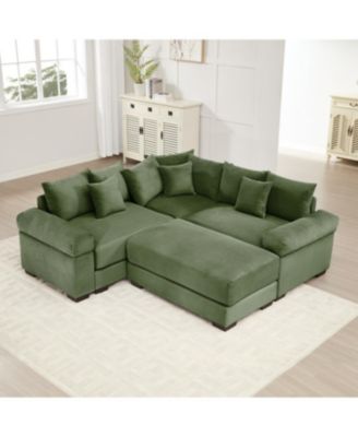Streamdale Oversized Cloud Modular Sectional Couch with Ottoman, Green