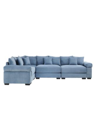 Oversized Cloud Modular Sectional Couch, Convertible, Deep Seat, Blue