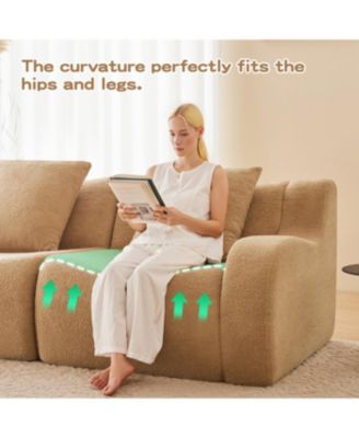 U-shaped Soft Teddy Fabric Boneless Sofa, Camel