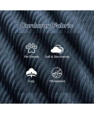 Modern Modular Sectional Sofa, Corduroy Fabric, Oversized 3-Seater Couch, Blue