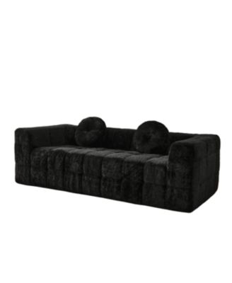 Streamdale Modern Boneless Couch with Two Throw Pillows, Checkered Fabric Sofa