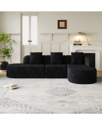 Streamdale L-shaped curved modular sofa, modern design, lychee-textured polyester fabric, curved backrest